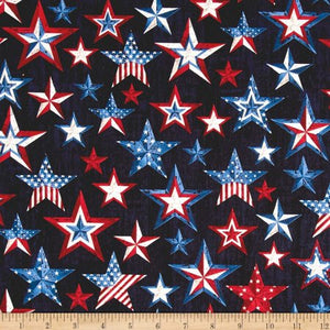 Minky Softie 60" Wide Ink Americana Stars Yardage SKU# WSOFTIE-PD5279-INK