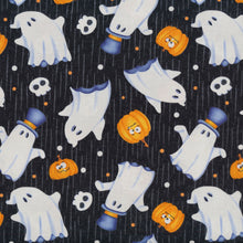 Load image into Gallery viewer, Glow Ghosts Tossed Ghost in Black by Shelly Comiskey for Henry Glass Quilting Cotton Fabric HG-9605G-99 Black
