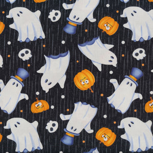 Glow Ghosts Tossed Ghost in Black by Shelly Comiskey for Henry Glass Quilting Cotton Fabric HG-9605G-99 Black