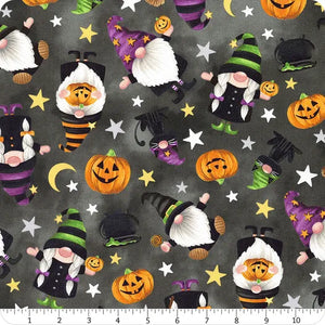 Gnomes Night Out Black Tossed Gnomes Fabric 24662-10