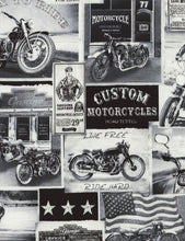Load image into Gallery viewer, Timeless Treasures Vintage Motorcycles News Fabric - ERA C3646