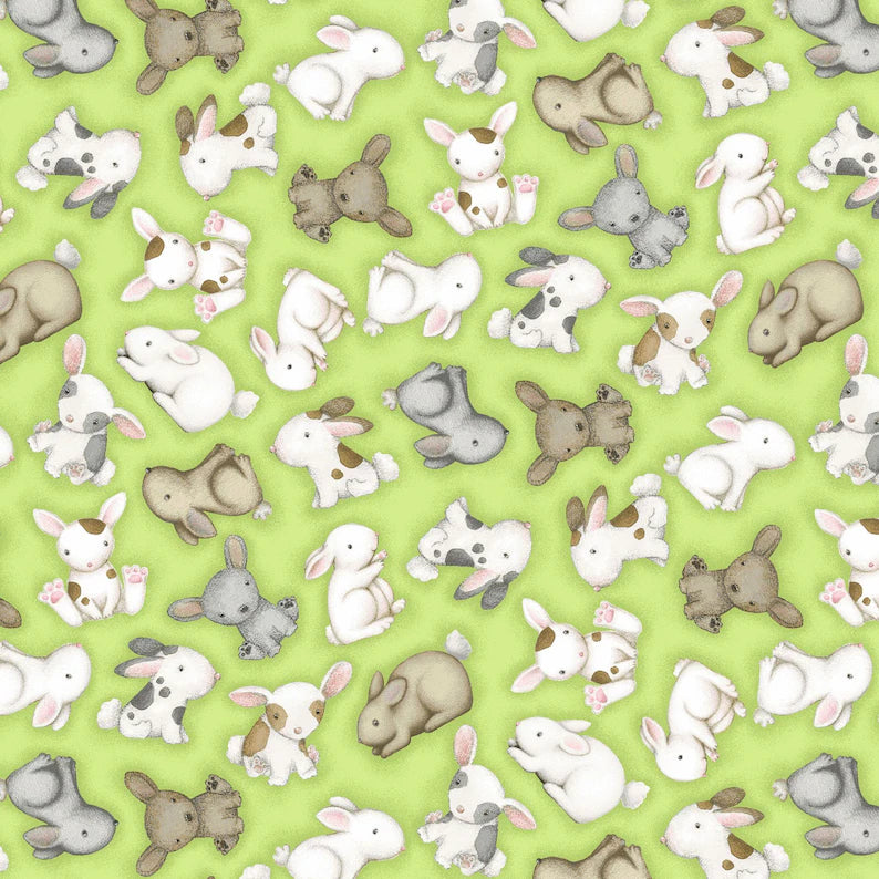 Farm Babies Fabric, Tossed Bunnies, Q-556-66