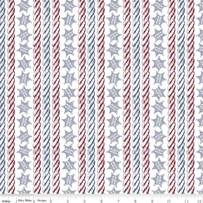 Americana John Wayne - by Riley Blake Designers - Ropes & Stars - C9471-White