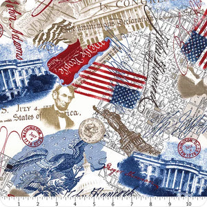 Proud to be an American USA Patriotic Collage Yardage SKU# USA-C1337-USA