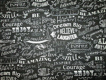 Load image into Gallery viewer, Timeless Treasures C2786 Chalkboard Words Dream Enjoy Cotton Fabric