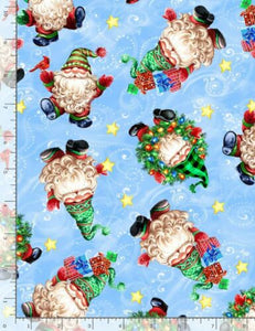 Tossed Christmas Gnomes  DONA-CD1388  Blue