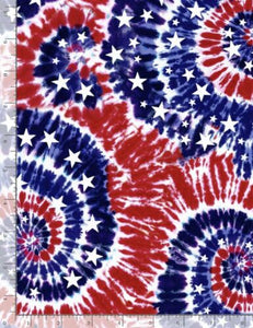 Patriotic Fabric Tie Dye Swirls Stars Cotton Timeless Treasures C8790