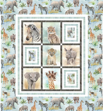 Baby Safari Animals Quilt Kit #2   53x59
