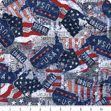 Load image into Gallery viewer, Road Trip USA Patriotic Denim USA Flag Print  C8793-USA